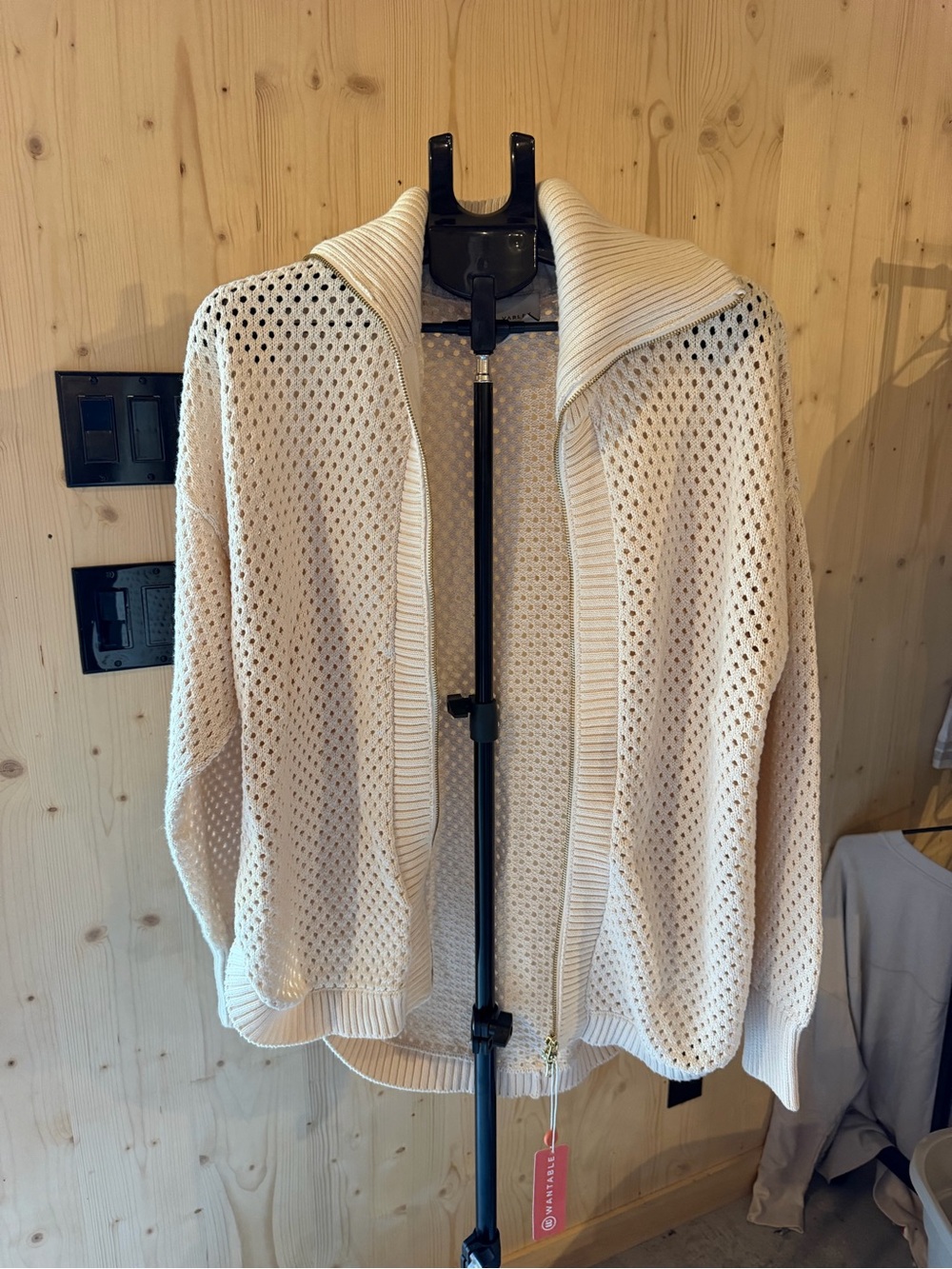 Varley Cream Open-Knit Women's Cardigan Sweater NWT